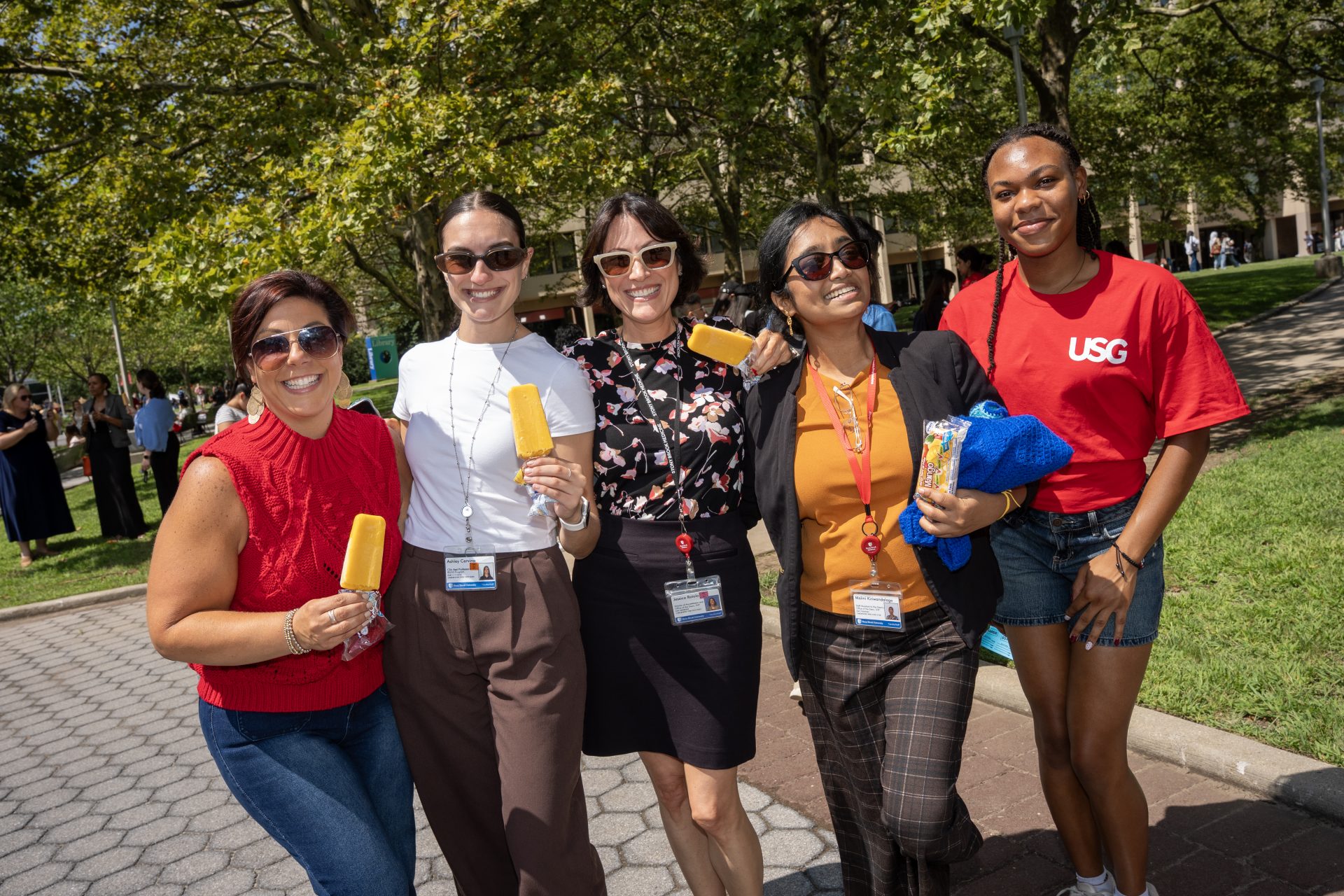 Students and staff at the ice cream social hour