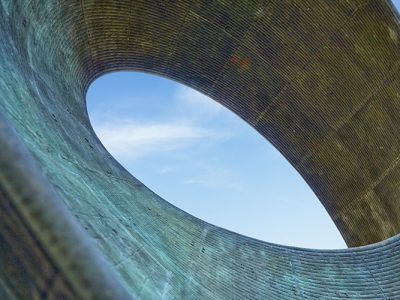 Umbilic Torus, the sculpture donated by Jim and Marilyn Simons and the Simons Foundation in 2013, was designed by Helaman Ferguson as a celebration of mathematics.